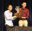 2015 National Champions, Tony Nguyen and Edwin Zhang of Yale, receive the national championship trophy.